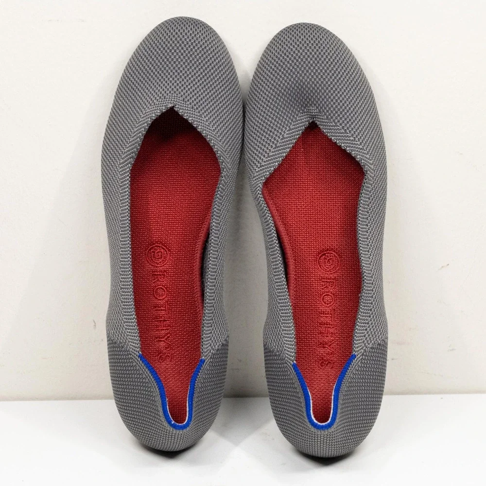 ROTHYS The Flat Knit Round Toe Ballet Flats Gray Sz 11.5